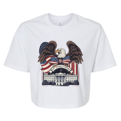 Trumpwon2024 Election President 47th American Flag Bella+Canvas Jersey Crop Tee