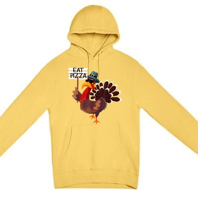 Turkey Eat Pizza Adult VeganShirts Funny Thanksgiving Gifts Premium Pullover Hoodie