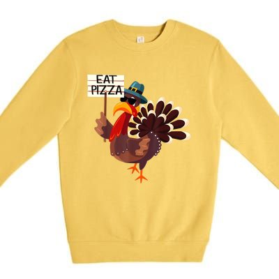 Turkey Eat Pizza Adult VeganShirts Funny Thanksgiving Gifts Premium Crewneck Sweatshirt