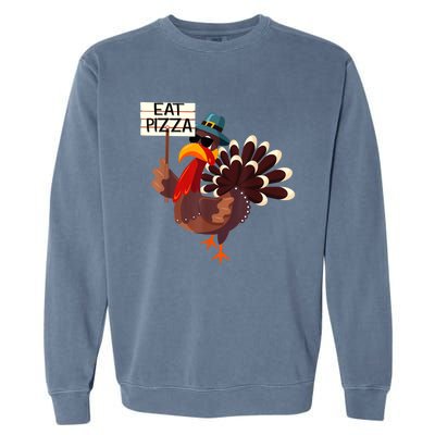 Turkey Eat Pizza Adult VeganShirts Funny Thanksgiving Gifts Garment-Dyed Sweatshirt