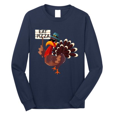 Turkey Eat Pizza Adult VeganShirts Funny Thanksgiving Gifts Long Sleeve Shirt