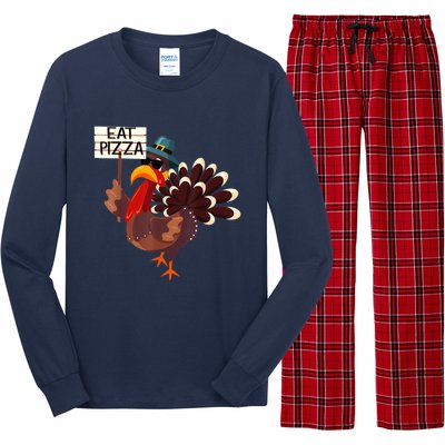 Turkey Eat Pizza Adult VeganShirts Funny Thanksgiving Gifts Long Sleeve Pajama Set