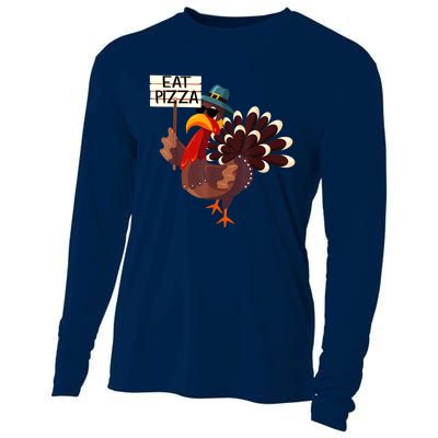 Turkey Eat Pizza Adult VeganShirts Funny Thanksgiving Gifts Cooling Performance Long Sleeve Crew