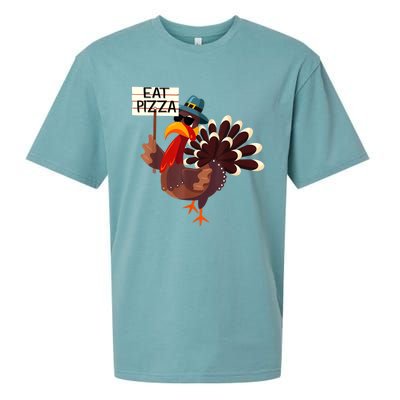 Turkey Eat Pizza Adult VeganShirts Funny Thanksgiving Gifts Sueded Cloud Jersey T-Shirt