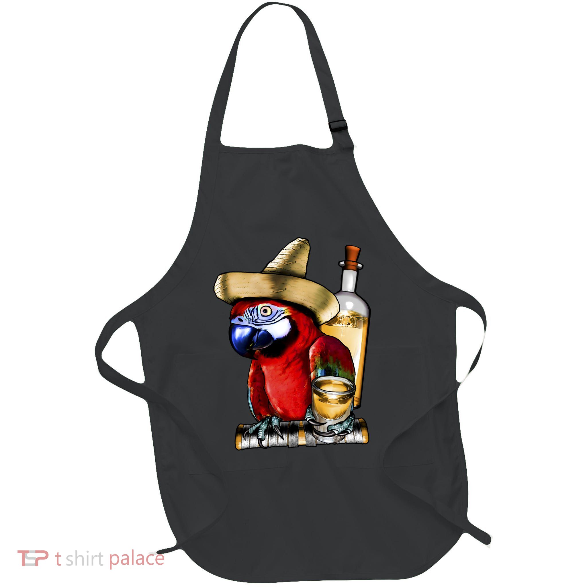 Tequilla Parrot Full-Length Apron With Pockets
