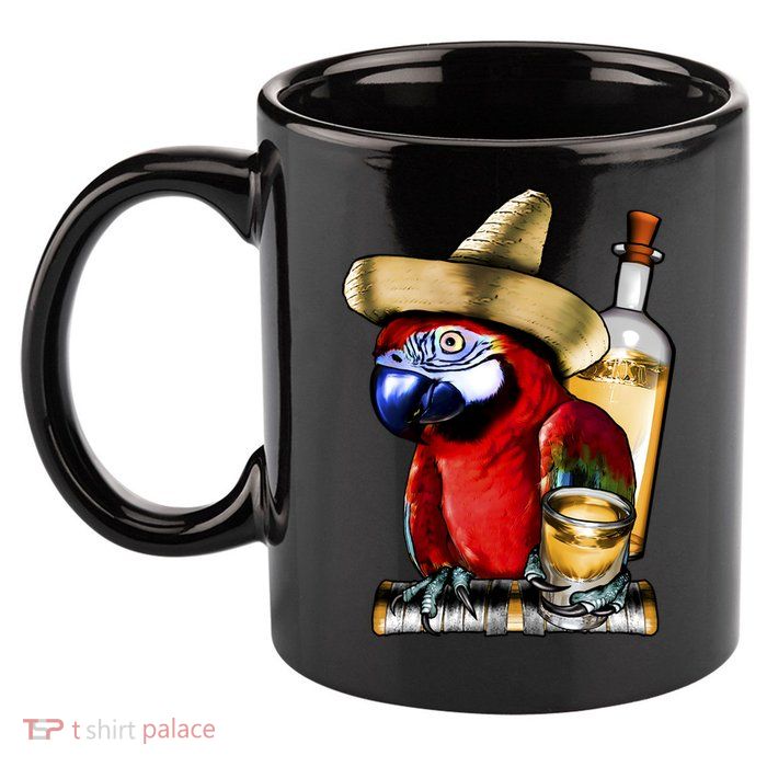 Tequilla Parrot 11oz C Handle Ceramic Mug