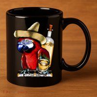 Tequilla Parrot 11oz C Handle Ceramic Mug