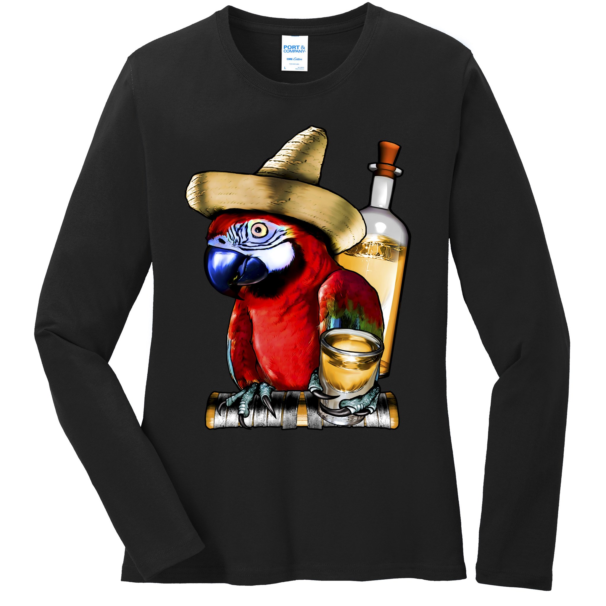 Tequilla Parrot Ladies Long Sleeve Shirt