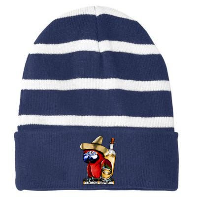 Tequilla Parrot Striped Beanie with Solid Band