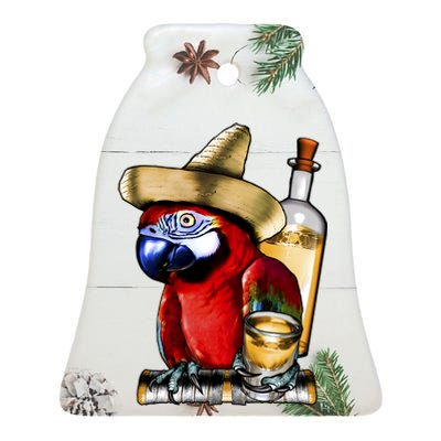 Tequilla Parrot Ceramic Bell Ornament