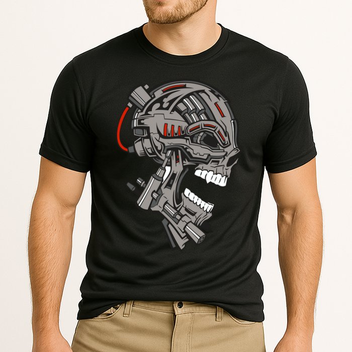 Terminator Skull Gun Head Performance Shirt