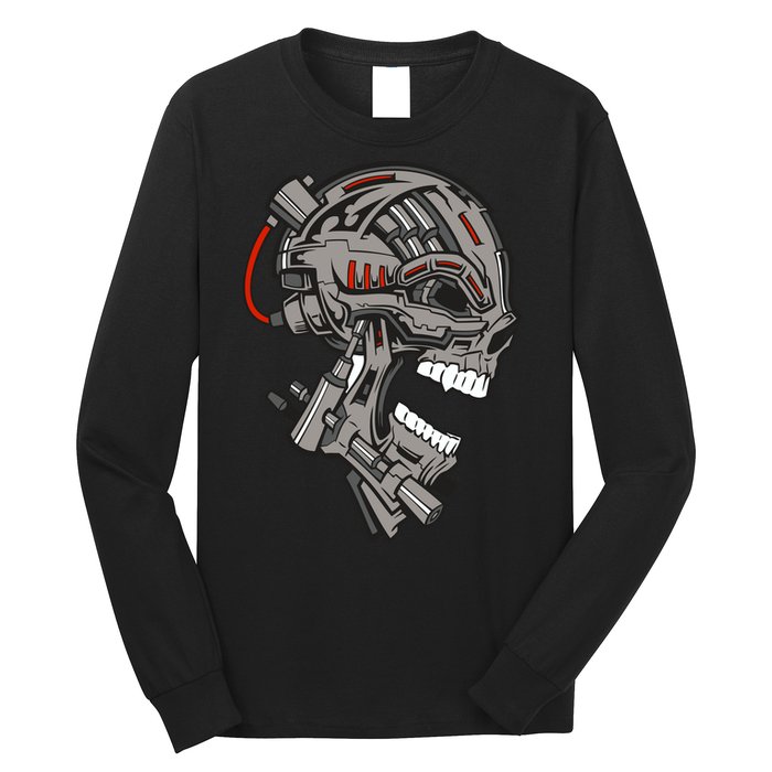Terminator Skull Gun Head Long Sleeve Shirt