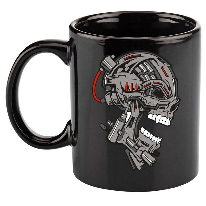 Terminator Skull Gun Head 11oz C Handle Ceramic Mug