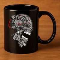 Terminator Skull Gun Head 11oz C Handle Ceramic Mug