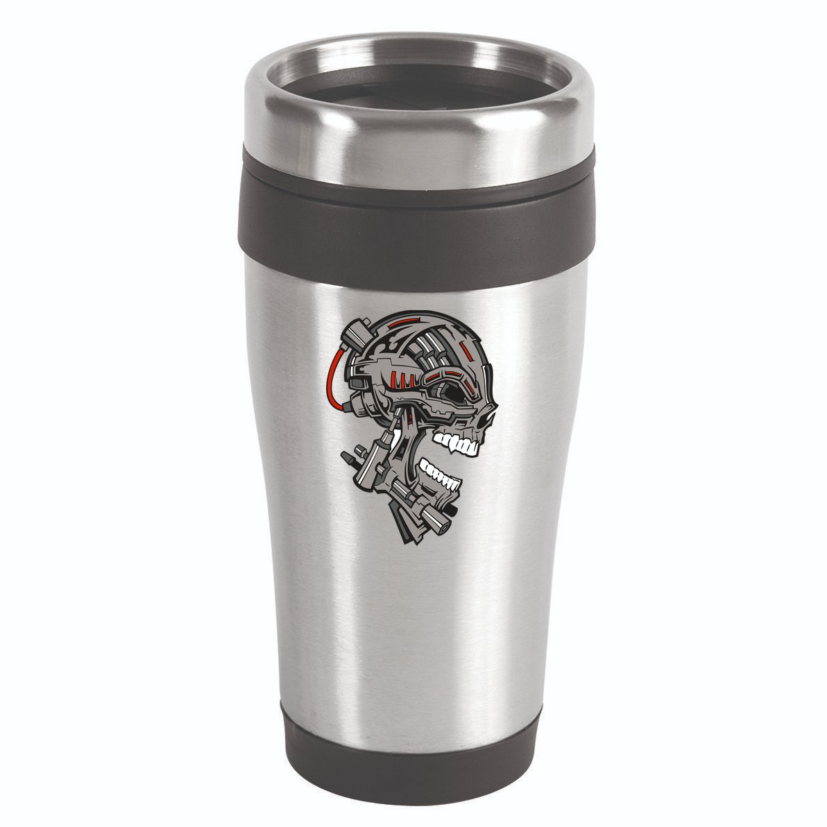 Terminator Skull Gun Head 16oz Travel Tumbler
