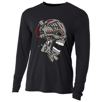 Terminator Skull Gun Head Cooling Performance Long Sleeve Crew