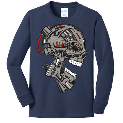 Terminator Skull Gun Head Kids Long Sleeve Shirt