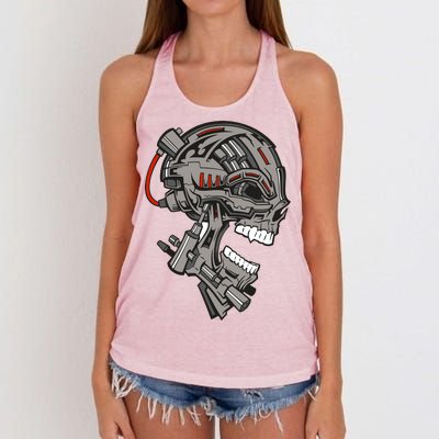 Terminator Skull Gun Head Women's Knotted Racerback Tank