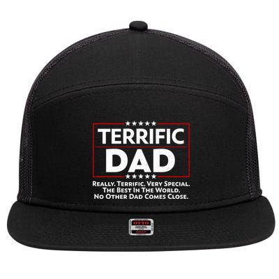 Terrific Dad Fathers Day 7 Panel Mesh Trucker Snapback Hat