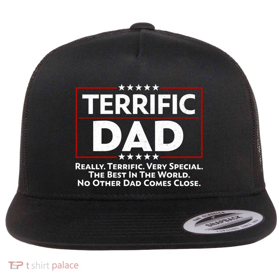 Terrific Dad Fathers Day Flat Bill Trucker Hat