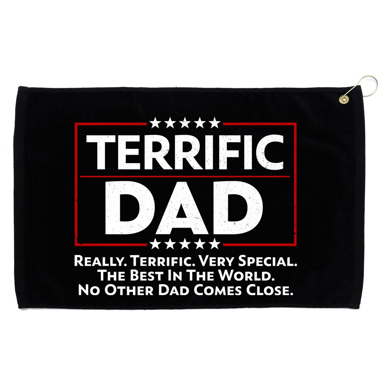 Terrific Dad Fathers Day Grommeted Golf Towel