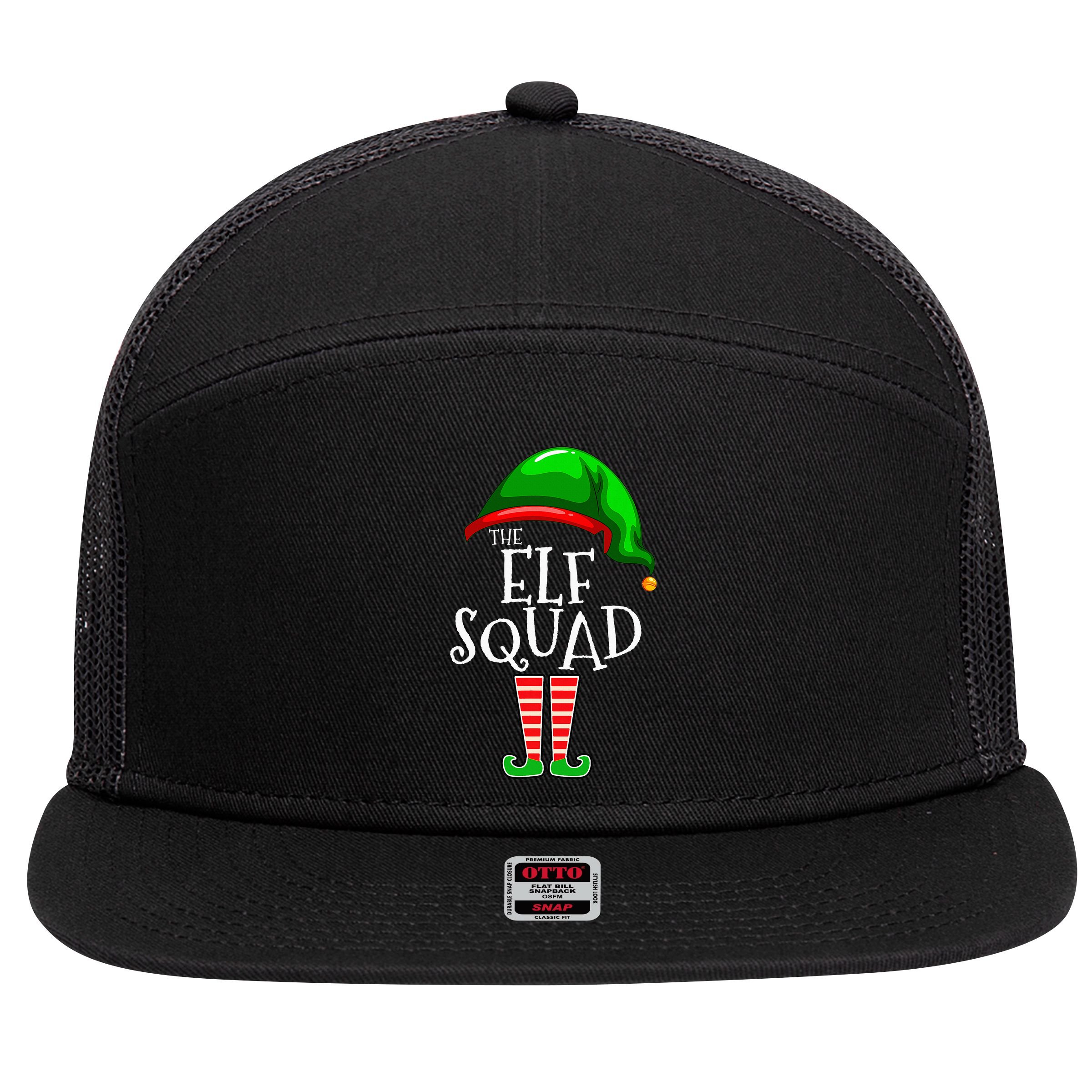 The Elf Squad Family Matching Group Christmas 7 Panel Mesh Trucker Snapback Hat