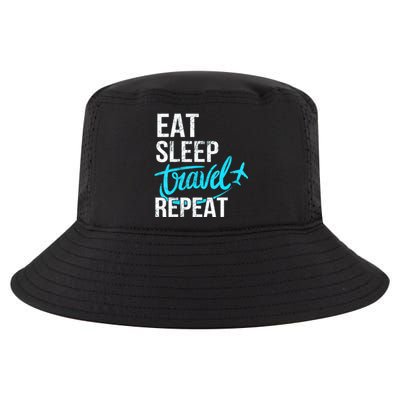 Travelling Eat Sleep Travel Repeat Distressed Funny Gift Cool Comfort Performance Bucket Hat