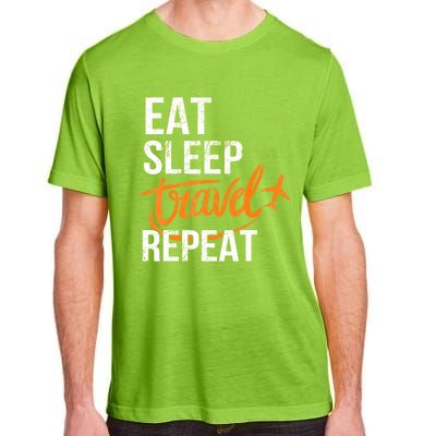 Travelling Eat Sleep Travel Repeat Distressed Funny Traveler Cute Gift Adult ChromaSoft Performance T-Shirt