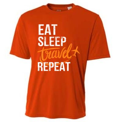 Travelling Eat Sleep Travel Repeat Distressed Funny Traveler Cute Gift Cooling Performance Crew T-Shirt