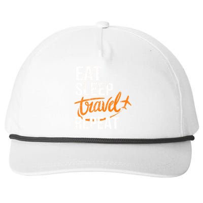 Travelling Eat Sleep Travel Repeat Distressed Funny Traveler Cute Gift Snapback Five-Panel Rope Hat