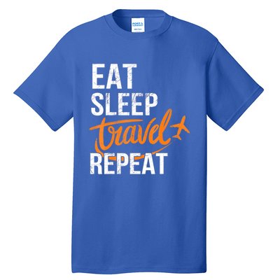 Travelling Eat Sleep Travel Repeat Distressed Funny Traveler Cute Gift Tall T-Shirt