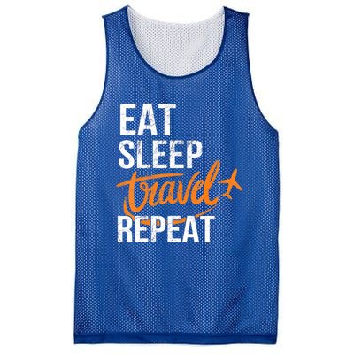 Travelling Eat Sleep Travel Repeat Distressed Funny Traveler Cute Gift Mesh Reversible Basketball Jersey Tank