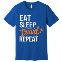 Travelling Eat Sleep Travel Repeat Distressed Funny Traveler Cute Gift Premium T-Shirt