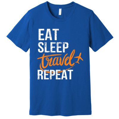 Travelling Eat Sleep Travel Repeat Distressed Funny Traveler Cute Gift Premium T-Shirt