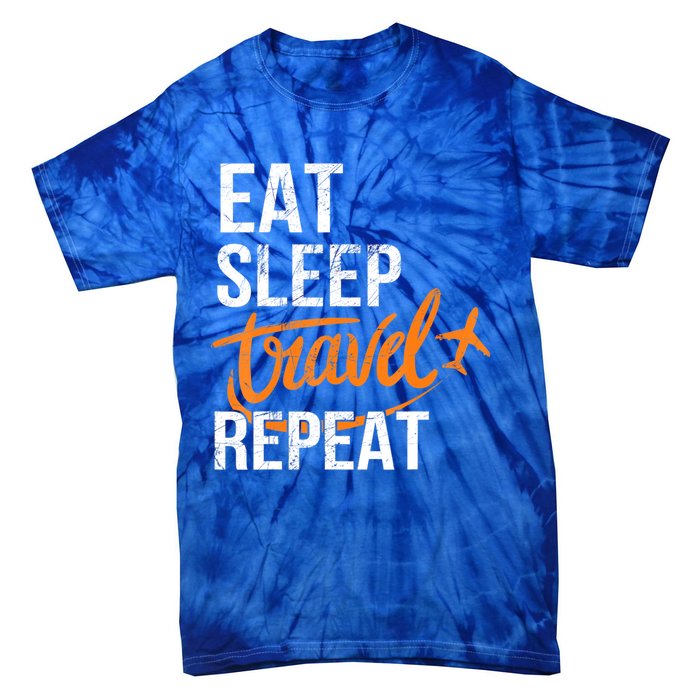 Travelling Eat Sleep Travel Repeat Distressed Funny Traveler Cute Gift Tie-Dye T-Shirt