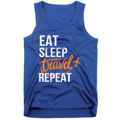 Travelling Eat Sleep Travel Repeat Distressed Funny Traveler Cute Gift Tank Top