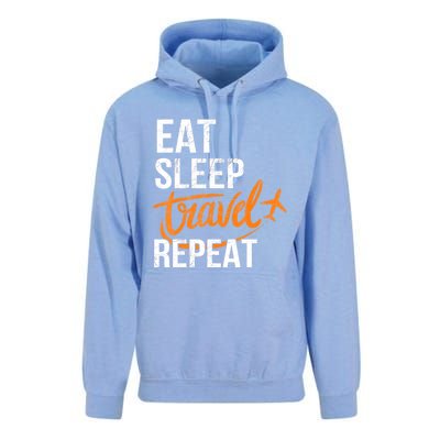 Travelling Eat Sleep Travel Repeat Distressed Funny Traveler Cute Gift Unisex Surf Hoodie