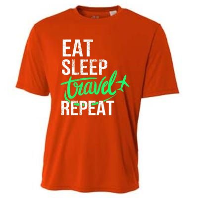 Travelling Eat Sleep Travel Repeat Distressed Funny Traveler Great Gift Cooling Performance Crew T-Shirt