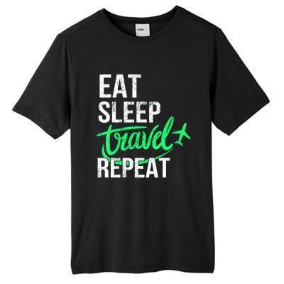 Travelling Eat Sleep Travel Repeat Distressed Funny Traveler Great Gift Tall Fusion ChromaSoft Performance T-Shirt