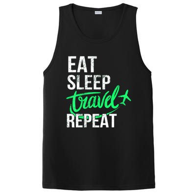 Travelling Eat Sleep Travel Repeat Distressed Funny Traveler Great Gift PosiCharge Competitor Tank