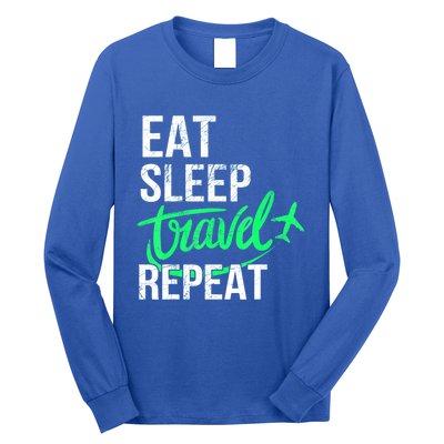 Travelling Eat Sleep Travel Repeat Distressed Funny Traveler Great Gift Long Sleeve Shirt