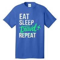 Travelling Eat Sleep Travel Repeat Distressed Funny Traveler Great Gift Tall T-Shirt