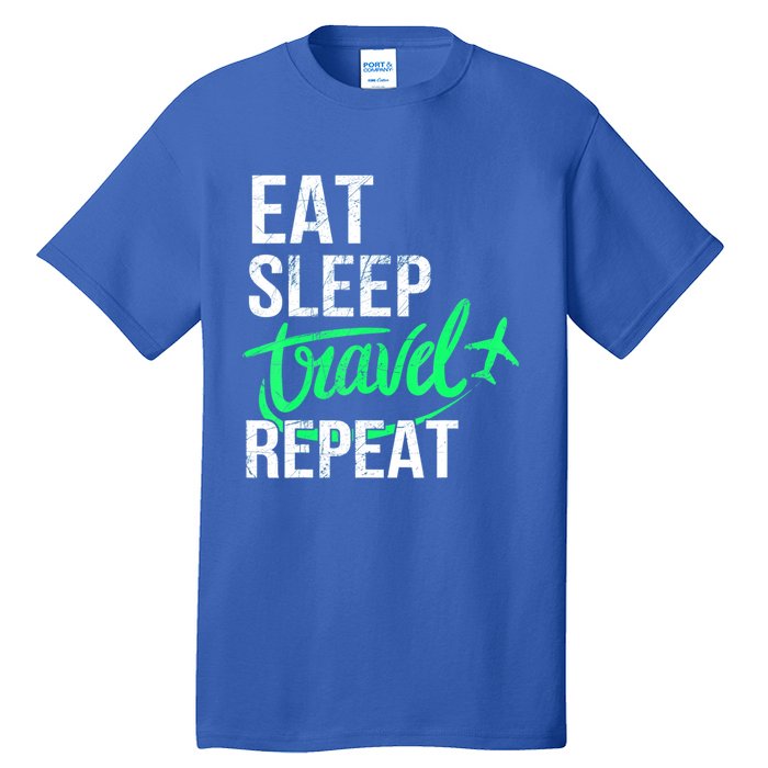 Travelling Eat Sleep Travel Repeat Distressed Funny Traveler Great Gift Tall T-Shirt