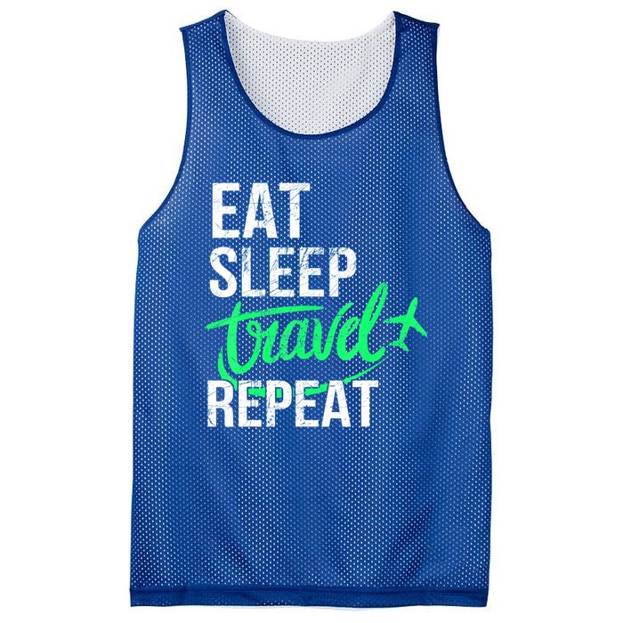 Travelling Eat Sleep Travel Repeat Distressed Funny Traveler Great Gift Mesh Reversible Basketball Jersey Tank