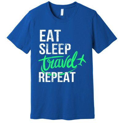 Travelling Eat Sleep Travel Repeat Distressed Funny Traveler Great Gift Premium T-Shirt