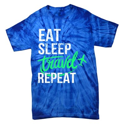 Travelling Eat Sleep Travel Repeat Distressed Funny Traveler Great Gift Tie-Dye T-Shirt