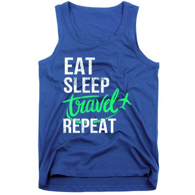 Travelling Eat Sleep Travel Repeat Distressed Funny Traveler Great Gift Tank Top