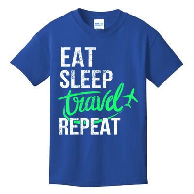 Travelling Eat Sleep Travel Repeat Distressed Funny Traveler Great Gift Kids T-Shirt