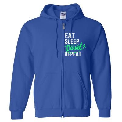 Travelling Eat Sleep Travel Repeat Distressed Funny Traveler Great Gift Full Zip Hoodie