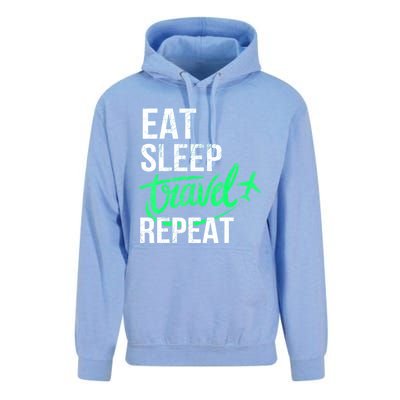 Travelling Eat Sleep Travel Repeat Distressed Funny Traveler Great Gift Unisex Surf Hoodie